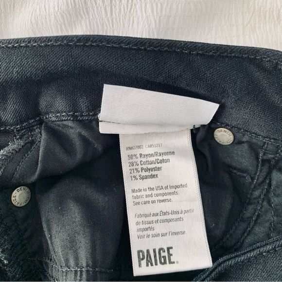 PAIGE Verdugo Crop Black Denim Jeans VGUC 27 - Picture 5 of 5